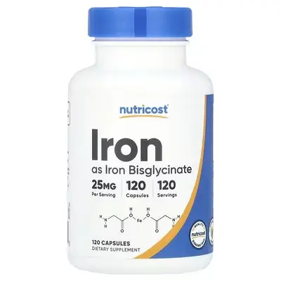 Nutricost Iron as Bisglycinate 25 mg Capsules